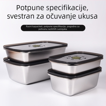 Kutija za hranu od 304 nehrđajućeg čelika, vakuumski zatvorena, očuvanje svježine, kvadratna kutija za ručak, 800–1000 ml