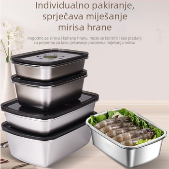 Kutija za hranu od 304 nehrđajućeg čelika, vakuumski zatvorena, očuvanje svježine, kvadratna kutija za ručak, 800–1000 ml