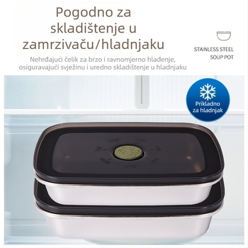 Kutija za hranu od 304 nehrđajućeg čelika, vakuumski zatvorena, očuvanje svježine, kvadratna kutija za ručak, 800–1000 ml