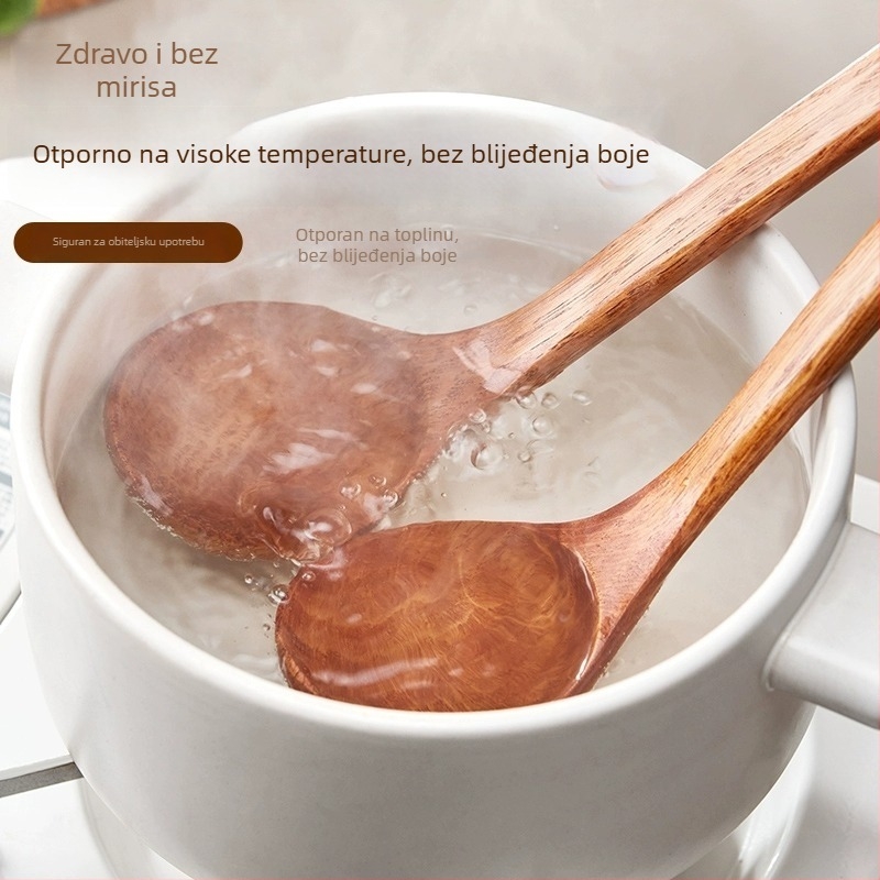 Drvena juha žlica s dugim držkom, japanskog stila, za posluživanje juhe i ramen