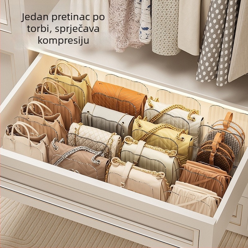Prozirni organizator torbi s pretincima, sklopivi odjeljak za garderobu i policu za pohranu