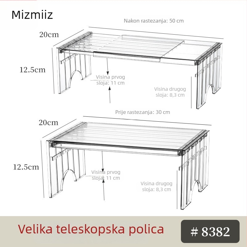 Police za zamrzivač u japanskom stilu za unutarnje skladištenje, višeslojni odjeljak