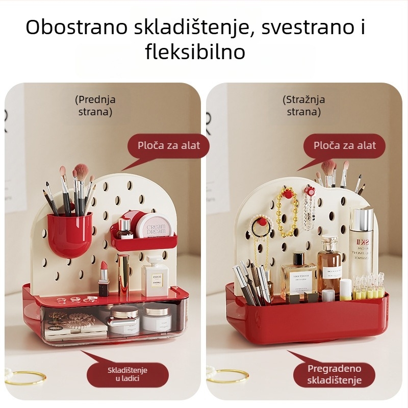 Kutija za pohranu za stol s perforiranom pločom, odjeljci i držač olovke – uredski organizator