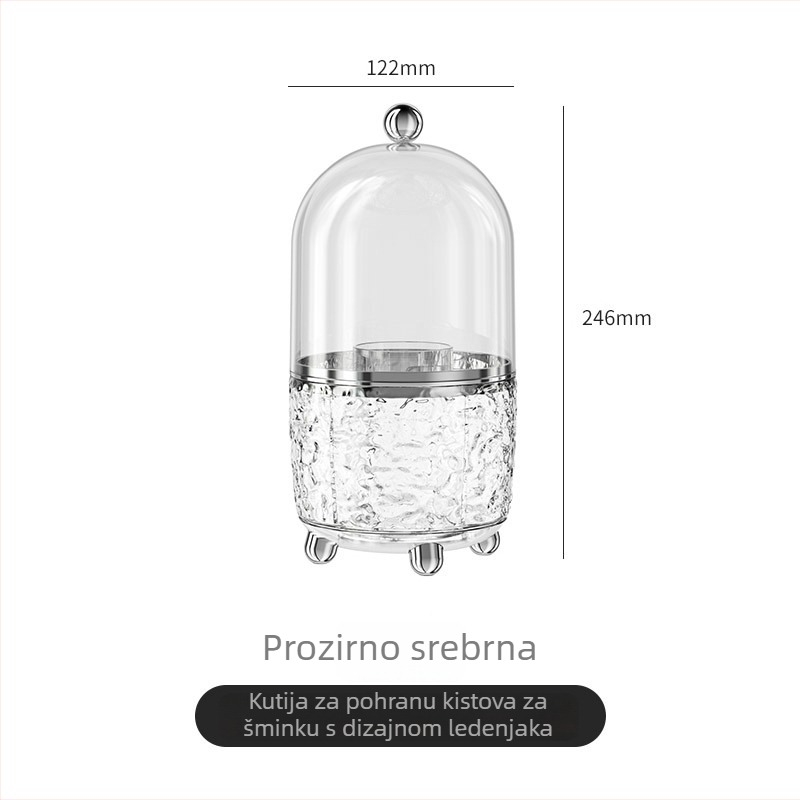 Yimeijia luksuzna kutija za kozmetiku s rotirajućim prozirnim organizatorom otporan na prašinu za četkice za šminku