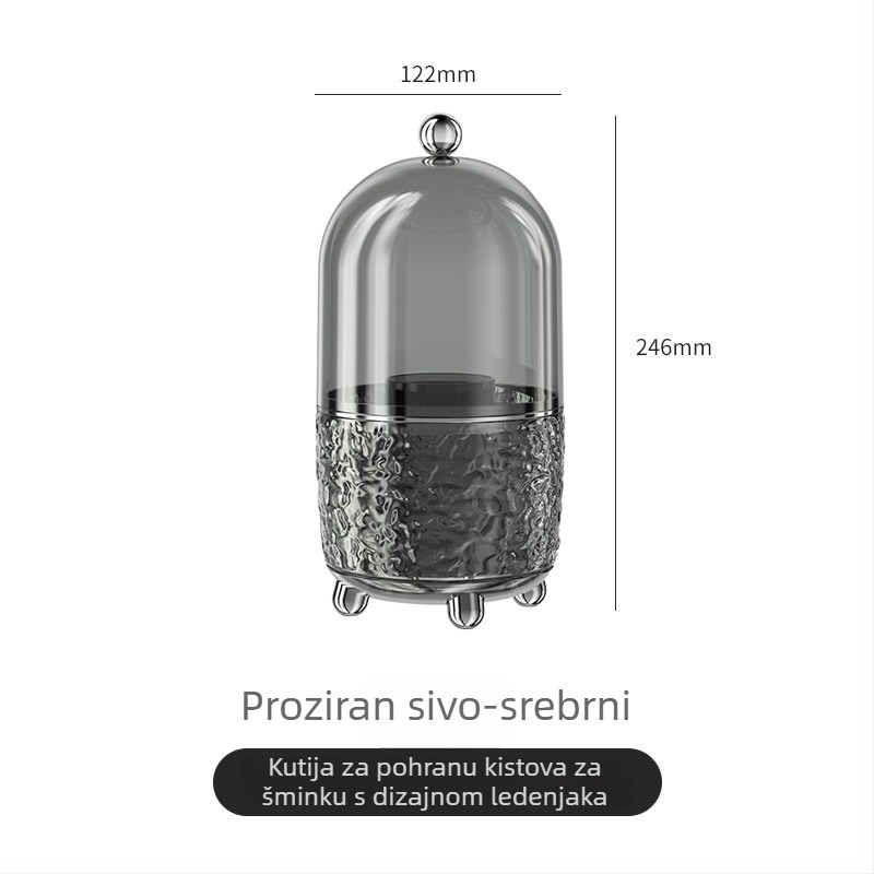 Yimeijia luksuzna kutija za kozmetiku s rotirajućim prozirnim organizatorom otporan na prašinu za četkice za šminku