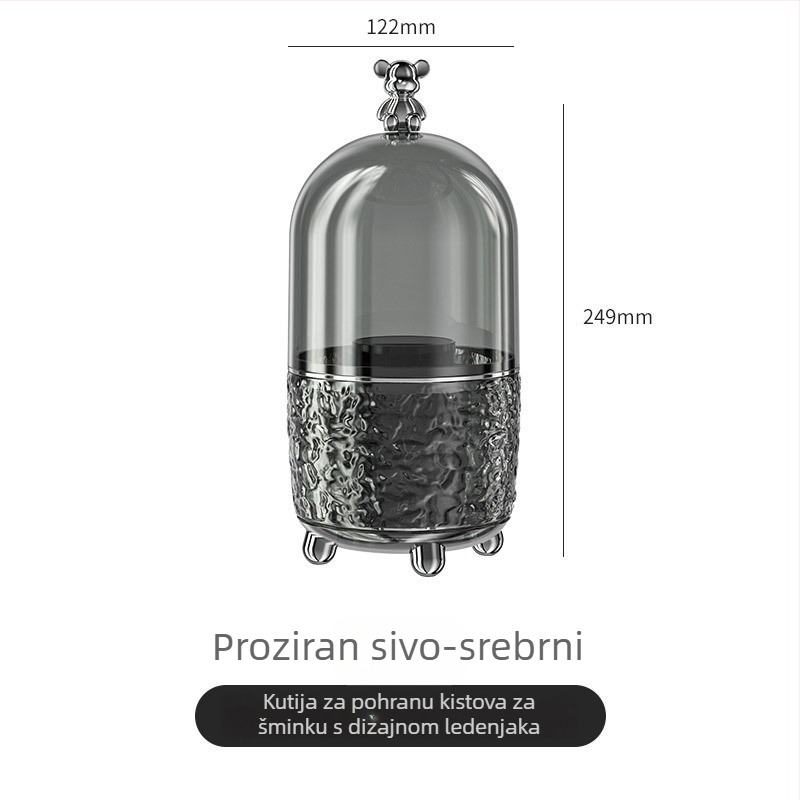 Yimeijia luksuzna kutija za kozmetiku s rotirajućim prozirnim organizatorom otporan na prašinu za četkice za šminku