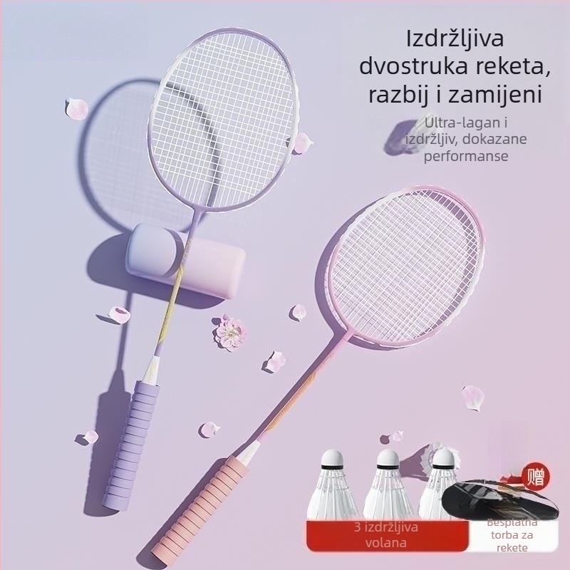 Set badminton raketa s dvije rakete, aluminijska legura, izdržljiv