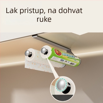 Držač za kuhinjsku papirnu rolu, zidni bez bušenja, držač za foliju i organizator za maramice