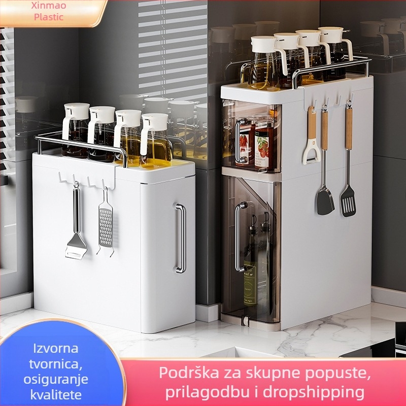 Kuhinjski ormar za pohranu s višefunkcionalnim stalkom za začine, višeslojni stolni regal s izvlačnim ladicama