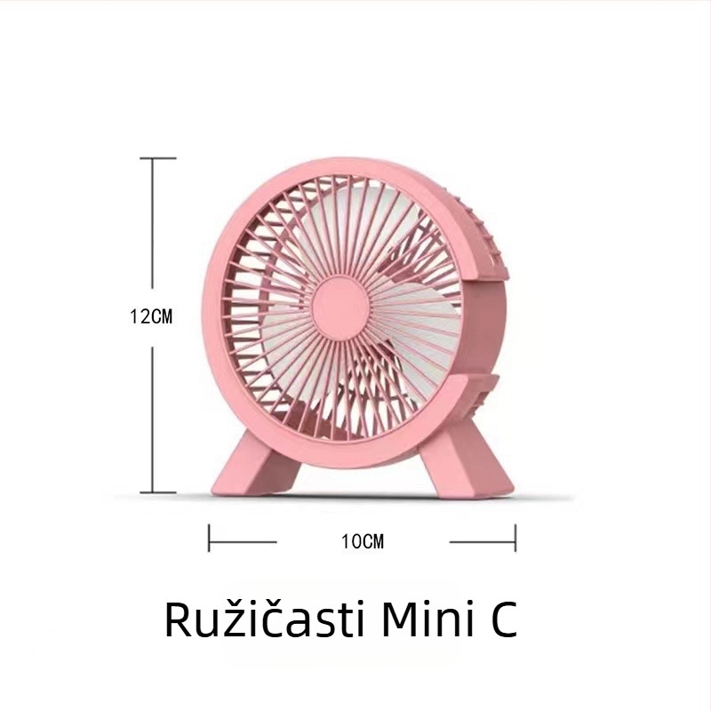 Stolni USB ventilator, mali, tih, s 4 lopaticama, crtić dizajn, prijenosni za studentski dom