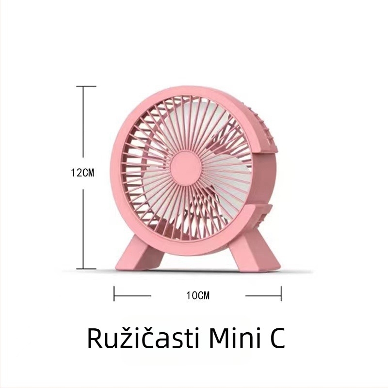 Stolni USB ventilator, mali, tih, s 4 lopaticama, crtić dizajn, prijenosni za studentski dom
