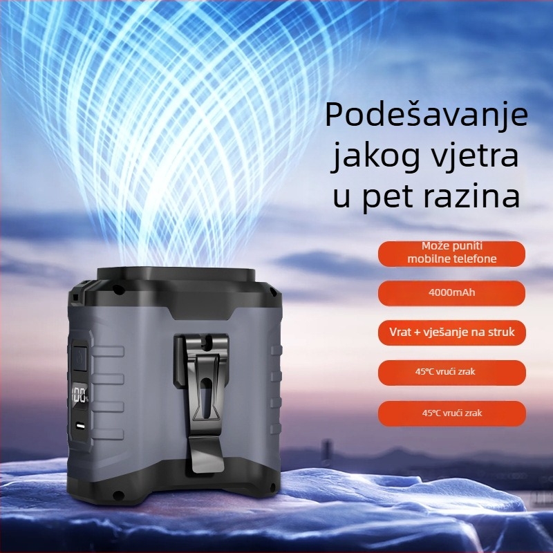 Ventilator za pojas za vanjsku upotrebu s USB bankom energije — dvostruka upotreba, kompaktni snažni ventilator