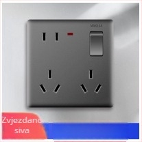 Panel prekidača i utičnica za zid, s jednim prekidačem i osam utičnica, tip 86, skrivena montaža, bijela, novi nacionalni standard