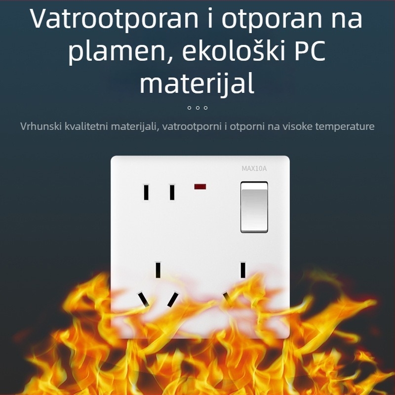 Panel prekidača i utičnica za zid, s jednim prekidačem i osam utičnica, tip 86, skrivena montaža, bijela, novi nacionalni standard