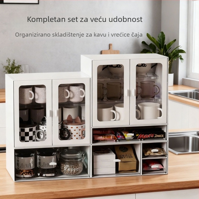Lagani luksuzni stalak za šalice, višeslojni, pogodan za šalice, čaše za vodu i kavu; zatvoren, otporan na prašinu, stolni organizator
