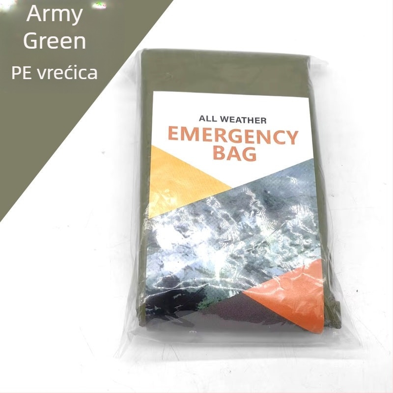 Vanjski hitni spavaći vreća za kampiranje i preživljavanje, narančasta, izolacija PE aluminijskim filmom, višenamjenski spašavački pribor.
