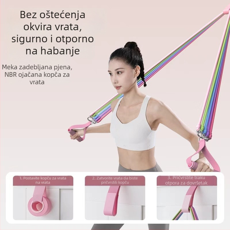Elastična traka za kućni fitness i jogu, otvaranje ramena za žene, trening leđa i nogu, alat za vuču na vratima