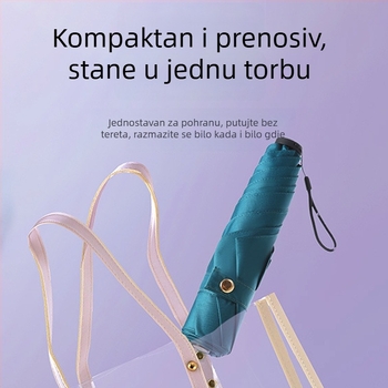 Izuzetno lagani trodjelni sklopivi suncobran, mini prenosivi s UV zaštitom od vinila, kišobran stil olovka, prilagodljiv logotip