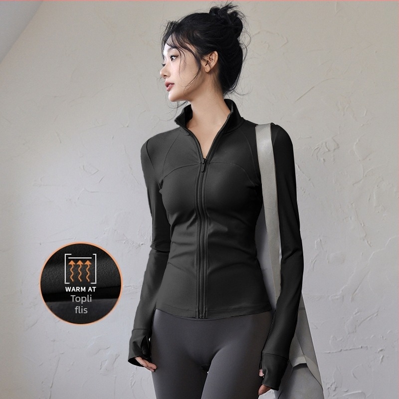 Ženski slim-fit top za jogu i fitness, brzo suši, dugi rukav, za trčanje na otvorenom