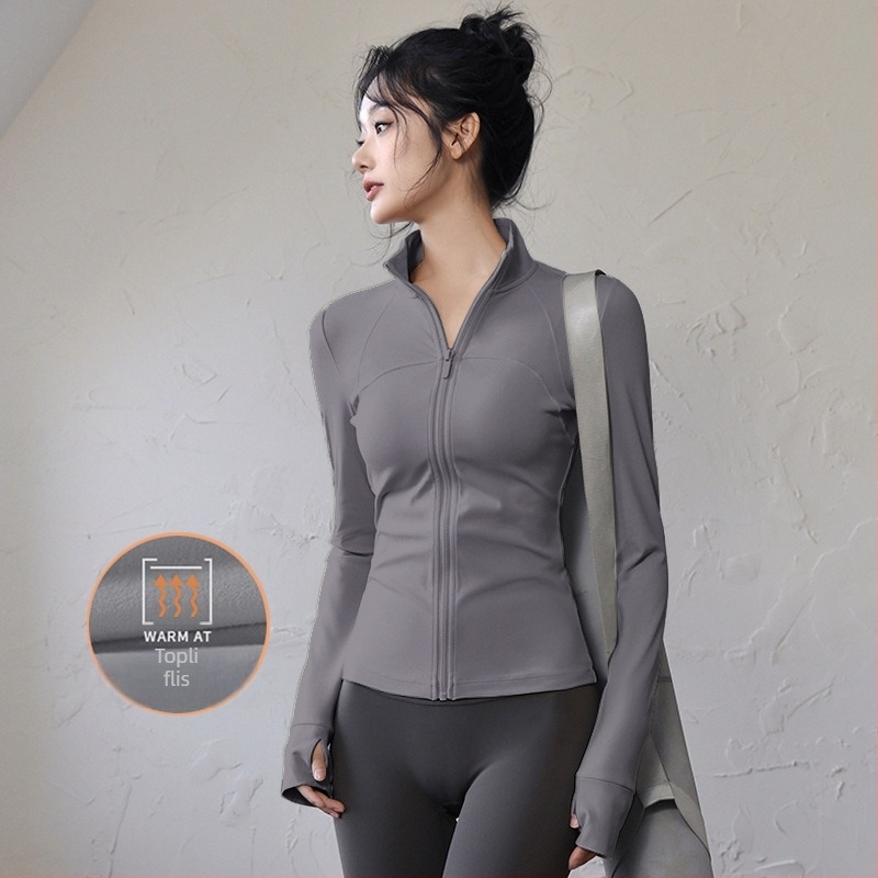 Ženski slim-fit top za jogu i fitness, brzo suši, dugi rukav, za trčanje na otvorenom
