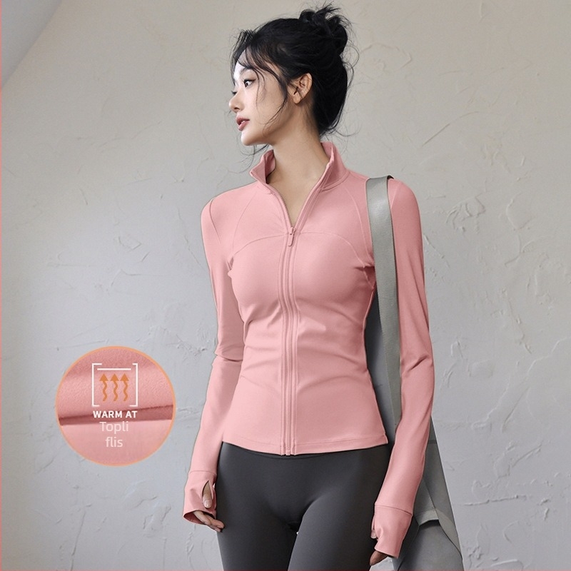 Ženski slim-fit top za jogu i fitness, brzo suši, dugi rukav, za trčanje na otvorenom