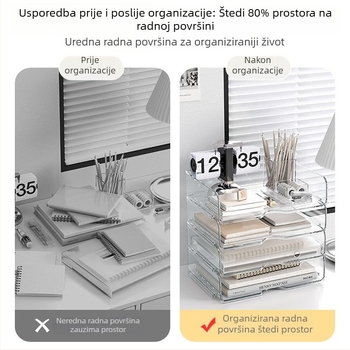 Stolna kutija za pohranu, stohovljiva, za A4 dokumente, uredski organizator i školski pribor