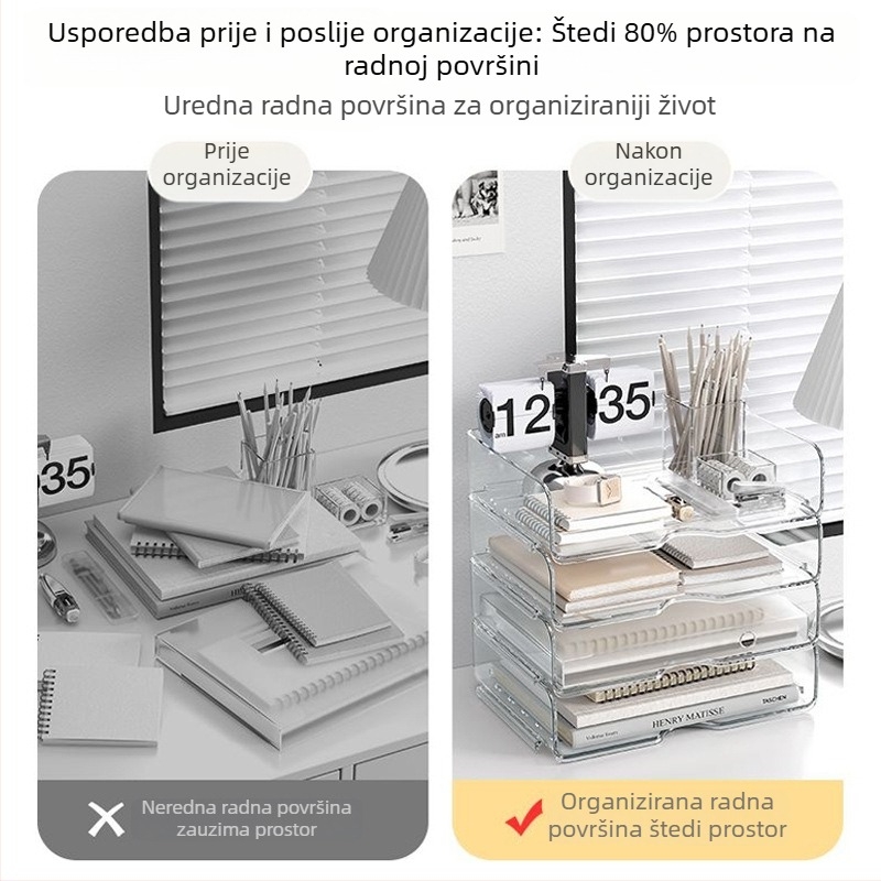 Stolna kutija za pohranu, stohovljiva, za A4 dokumente, uredski organizator i školski pribor