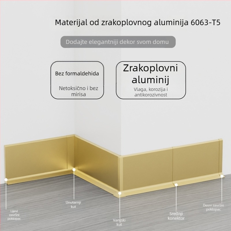Samoljepljivi aluminijski prag za pod, širina 6/8 cm, krem boja