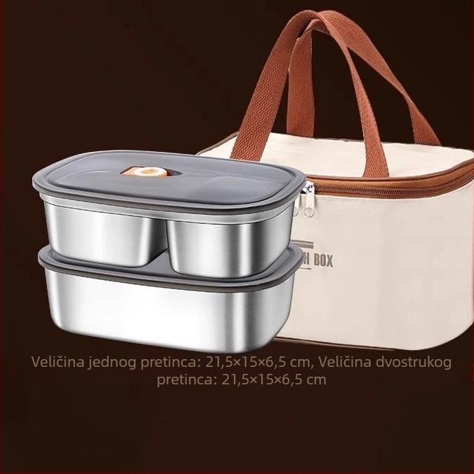 316 nehrđajući čelik antibakterijske klase kutija za ručak s pregradama, izolirana, dvostruki sloj, 301–500 ml, za ured i školu