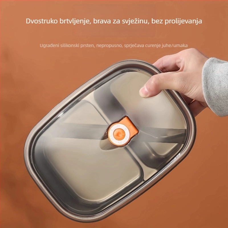 316 nehrđajući čelik antibakterijske klase kutija za ručak s pregradama, izolirana, dvostruki sloj, 301–500 ml, za ured i školu