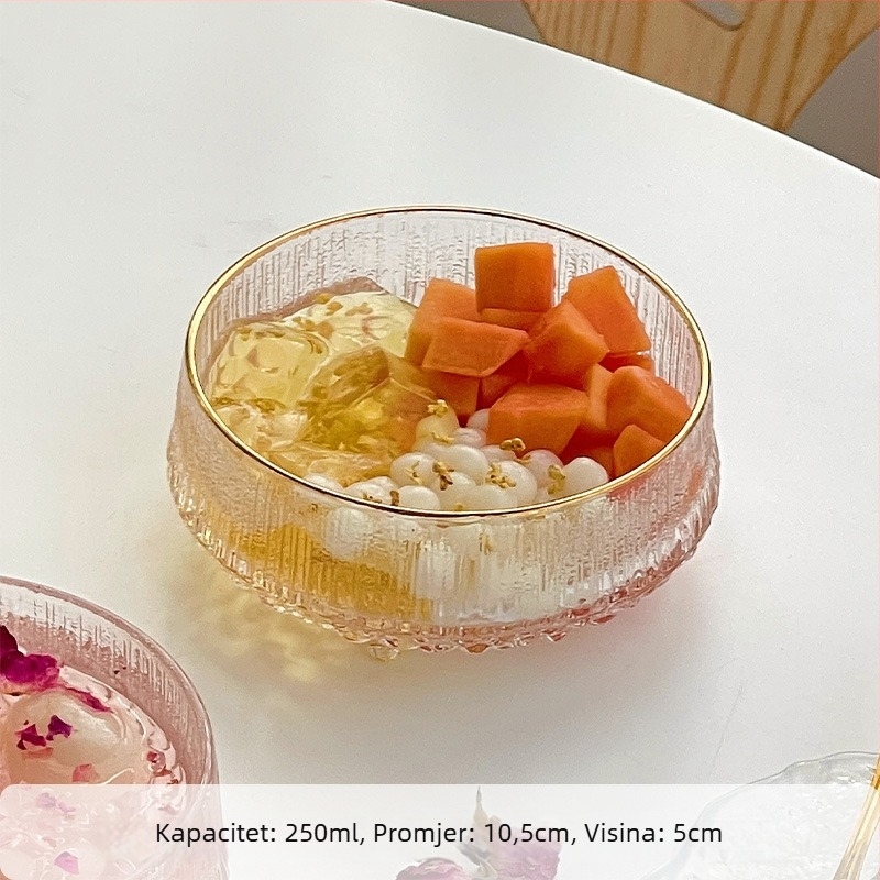 Staklena zdjela za deserte s nepravilnim oblikom, luksuzan dizajn za salone ljepote, zdjela za žele i deserte, promjer 10–10,9 cm