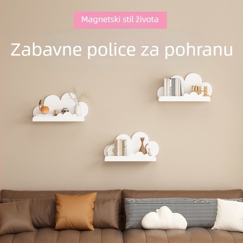 Magnetna zidna polica u obliku oblaka za dječju sobu — zidni prostor za pohranu i dekor hodnika