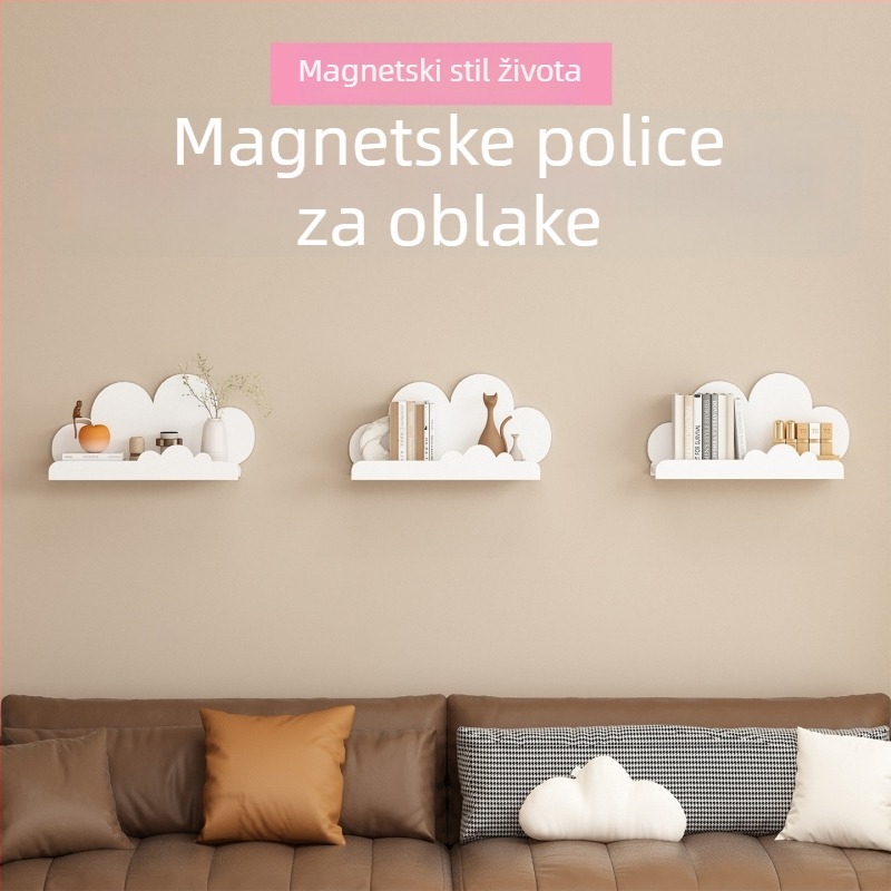 Magnetna zidna polica u obliku oblaka za dječju sobu — zidni prostor za pohranu i dekor hodnika