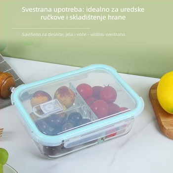 Kutija za mikrovalnu od stakla visokog borosilikatnog, za studente i zaposlenike, čuva hranu svježom, pogodna za pohranu u hladnjaku, lako se čisti