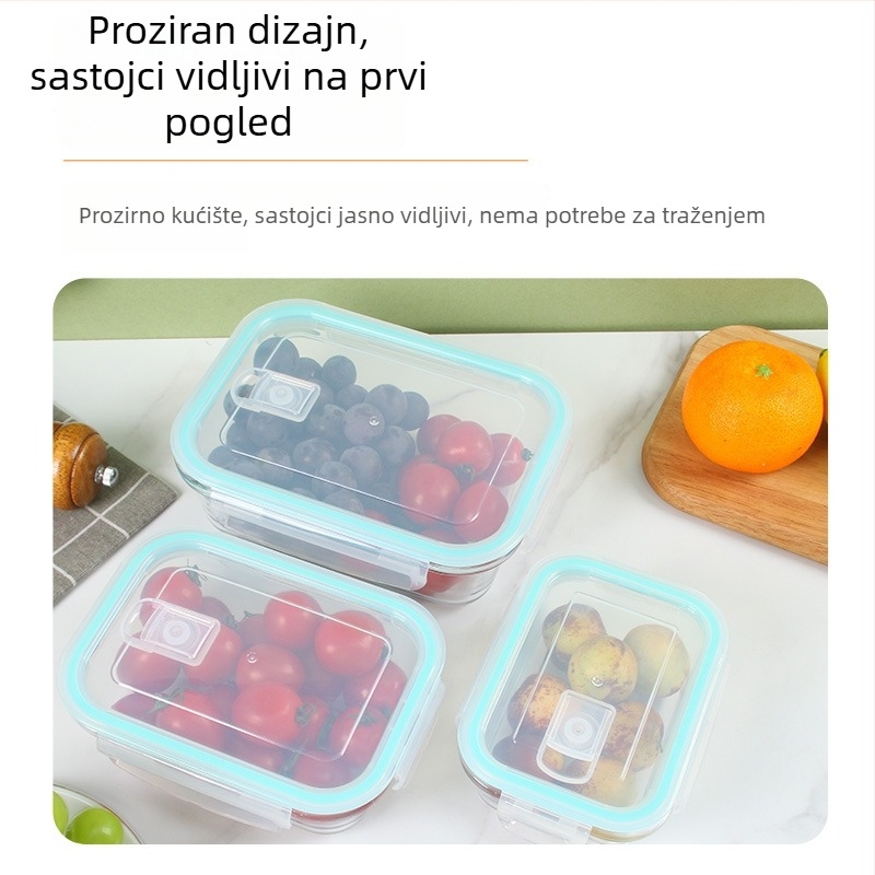 Kutija za mikrovalnu od stakla visokog borosilikatnog, za studente i zaposlenike, čuva hranu svježom, pogodna za pohranu u hladnjaku, lako se čisti