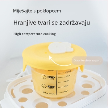 Staklena posuda za bebinu hranu sa hermetičkim spremnikom – zdjela za parenje jaja i dječja kutija za ručak