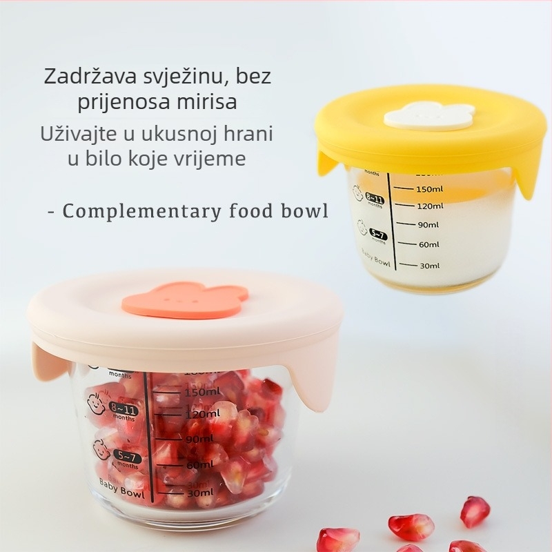 Staklena posuda za bebinu hranu sa hermetičkim spremnikom – zdjela za parenje jaja i dječja kutija za ručak