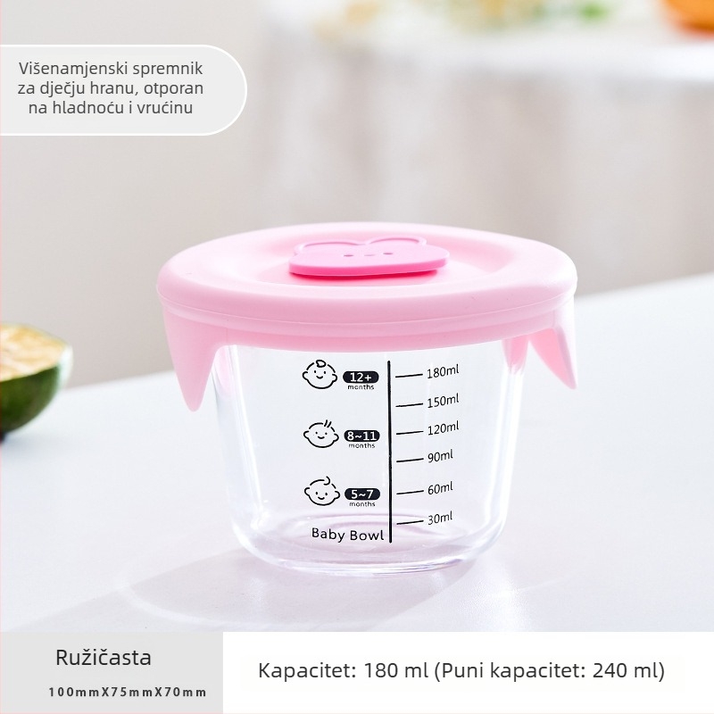 Staklena posuda za bebinu hranu sa hermetičkim spremnikom – zdjela za parenje jaja i dječja kutija za ručak