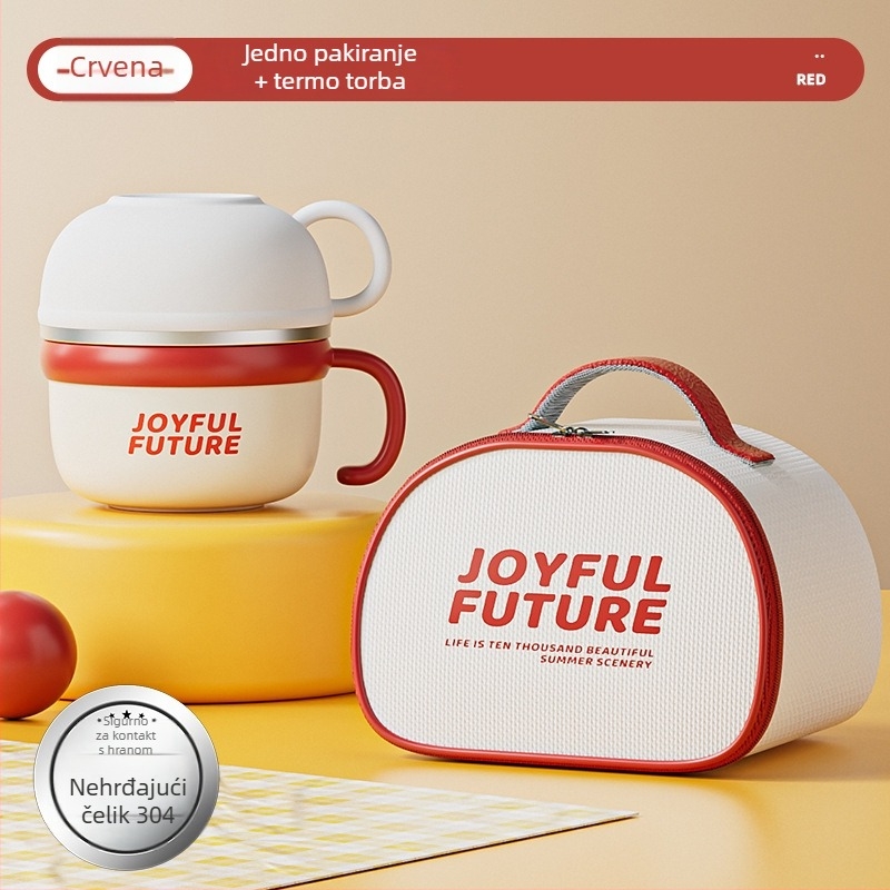 Izolirana posuda za obroke od nehrđajućeg čelika 304 s poklopcem, okrugla dvostruka posuda za kantinu za uredske radnike i studente, 1–2 L