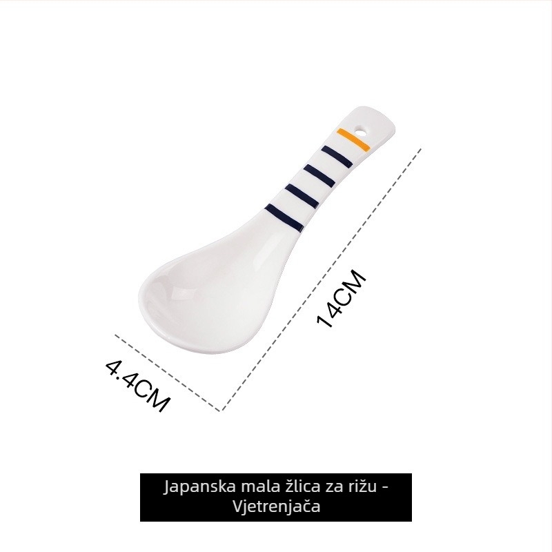 Keramička žlica za svakodnevnu upotrebu, japanskog stila kućna žlica za juhu s dugim drškom, velika bijela žlica za kašu i juhe