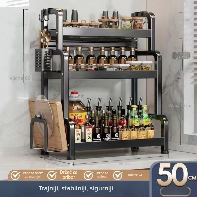 Sklopivi držač začina kuhinju – višedijelni organizator na ploču za začine, nože i pribor