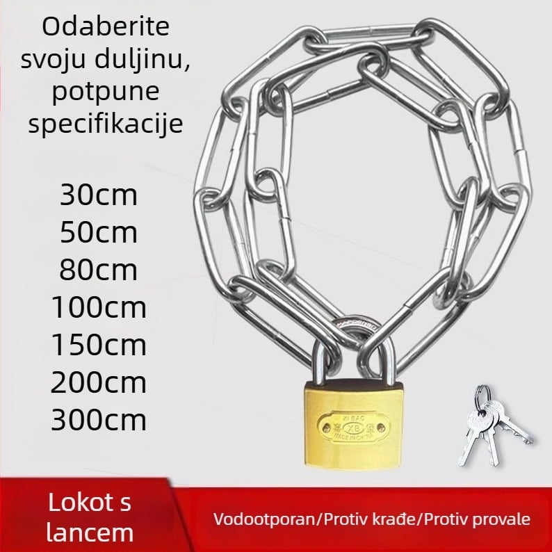 Lančana brava za bicikl i električni bicikl, protiv krađe, čelični lanac