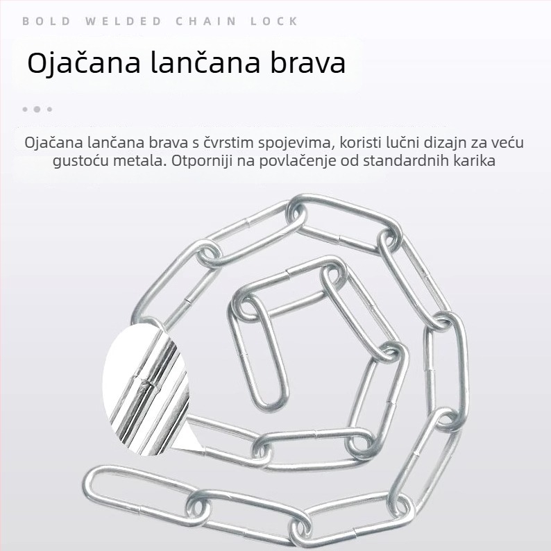 Lančana brava za bicikl i električni bicikl, protiv krađe, čelični lanac