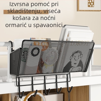 Metalna viseća košarica uz krevet – prostor za pohranu u studentskom domu, za gornji krevet