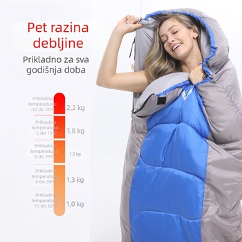 Spavaća vreća za jesen-zimu za odrasle i djecu, debela, otporna na hladnoću i prljavštinu, prijenosna za kampiranje na otvorenom, topla za unutarnju i vanjsku upotrebu.