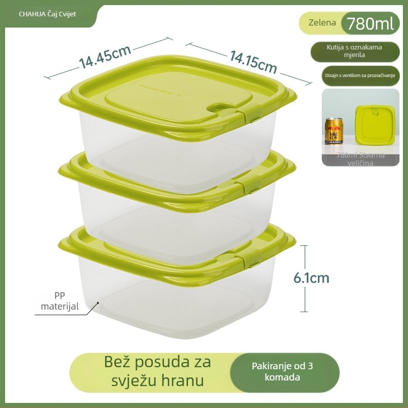 Tea Flower pravokutna plastična kutija za skladištenje hrane s poklopcem