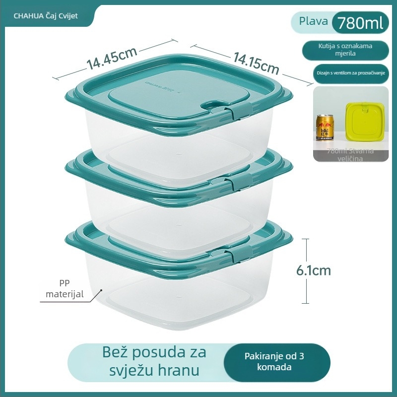 Tea Flower pravokutna plastična kutija za skladištenje hrane s poklopcem