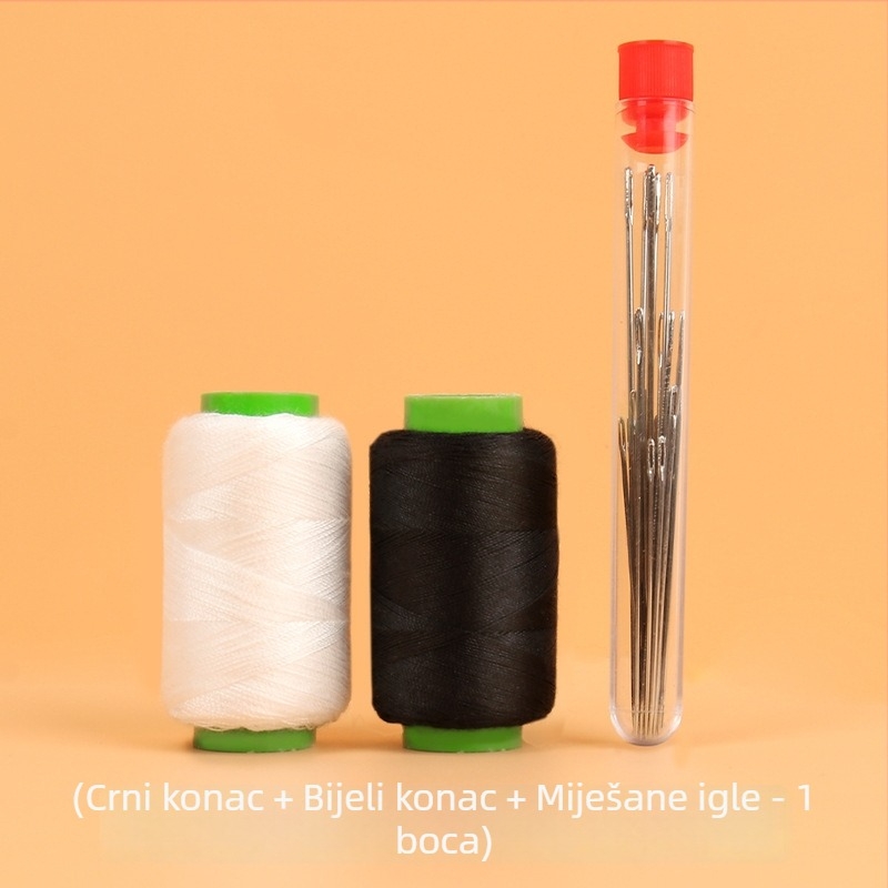 Kućni set za šivanje s crno-bijelim nitima, praktičan