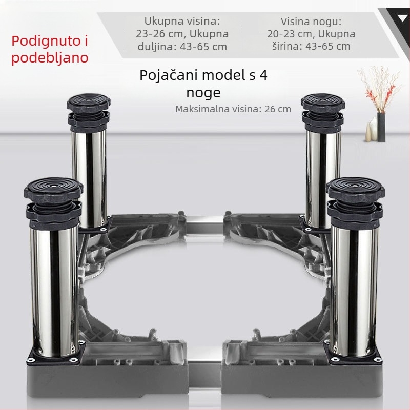 Univerzalna podloga za perilicu rublja s podesivom visinom i nosačem za povećanje visine vanjske jedinice klima uređaja