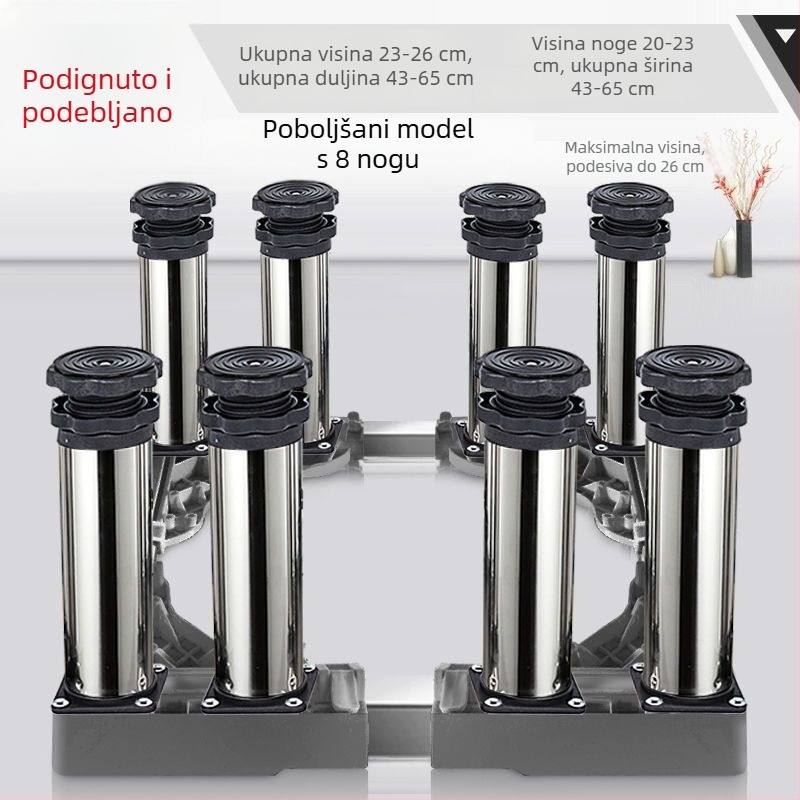 Univerzalna podloga za perilicu rublja s podesivom visinom i nosačem za povećanje visine vanjske jedinice klima uređaja